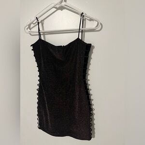 Chic Black Club Dress with Cutout Sides